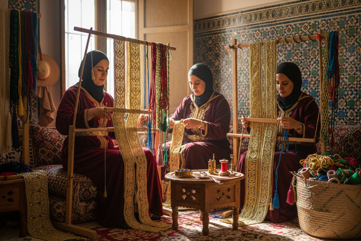 des femmes arabes qui fabrique de la sfiffa marocaine